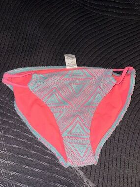 Women’s Coral and Aqua Crochet Bikini Bottoms